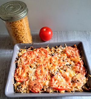 Recette Gratin de pâtes aux champignons et tomates