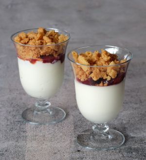 Recette Crème panna cotta aux quetsches (cuisson airfryer) et crumble