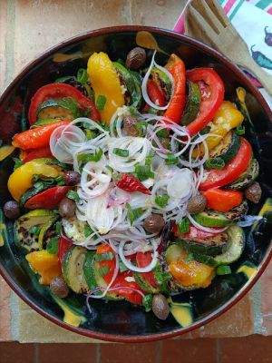 Recette Salade de  poivrons, courgettes et tomates