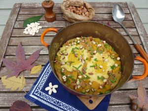 Recette Chakchouka girolles, courge butternut et haricots blancs