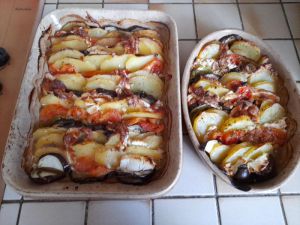 Recette Menu du jour - Tian aux deux ch?vres