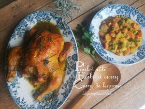 Recette Poulet rôti à l'herbe à curry et curry de légumes