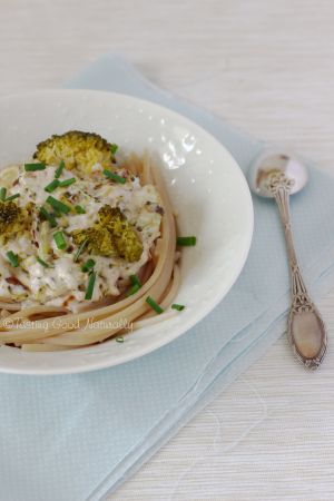 Recette Spaghettis au Brocoli et crème d’amande #vegan #sansgluten