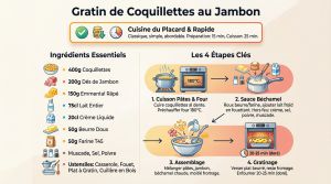Recette Gratin coquillettes jambon fromage : plat familial