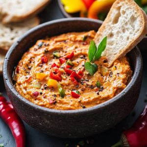 Recette Irrésistible : Tartinade crémeuse aux poivrons pour une entrée colorée et savoureuse