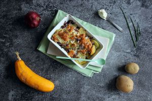 Recette Gratin de pommes de terre et courgettes au fromage frais