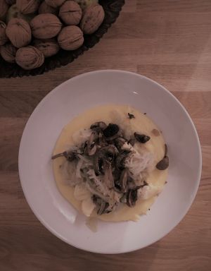 Recette Polenta aux champignons, fenouil confit et Mont d'Or