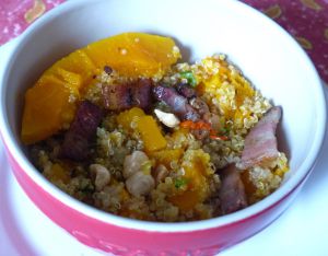 Recette Bol de quinoa potimarron et lard fumé