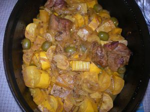 Recette Tajine d'agneau aux courgettes jaunes et olives