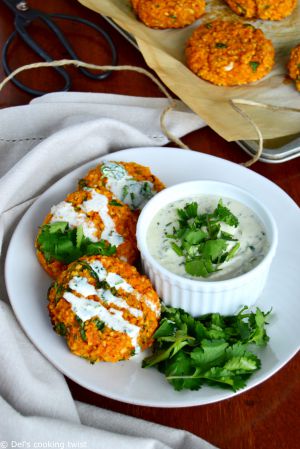 Recette Galettes de lentilles corail et sauce tahini aux herbes (vegan, sans gluten)