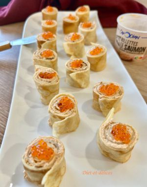Recette Crêpes roulées aux rillettes de saumon