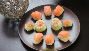 Recette Sushis au saumon / Makis au saumon, au concombre et au fromage frais au thermomix