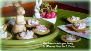 Recette Tartelettes de radis pour l'apéritif de Sandy, massala, ricotta et petits lapins