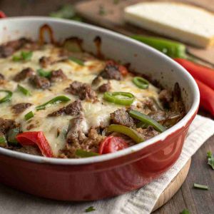 Recette Low Carb Philly Cheesesteak Casserole – Keto 5g Net Carbs