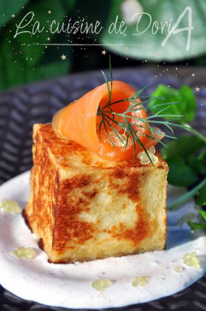 Recette Pain perdu à la truite fumée & crème de fromage de chèvre frais