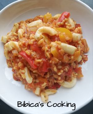 Recette Risotto de poivrons et calamars