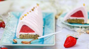 Recette D'entremets fraise pistache