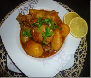 Recette Tajine Batata Hamra bel kemoun (Tajine au poulet et pomme de terre)