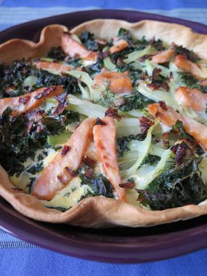 Recette Tarte fenouil & kale au saumon