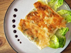 Recette Brick au jambon, œuf, chèvre et épinards