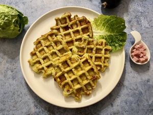 Recette Gaufres aux brocolis et dés de jambon