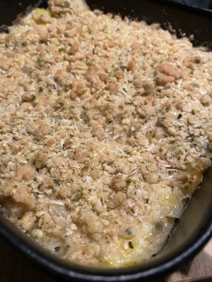 Recette Crumble de poireaux et de saumon