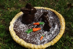 Recette Tarte au chocolat de Pâques et ses lapins en chocolat façon "CRUNCH"