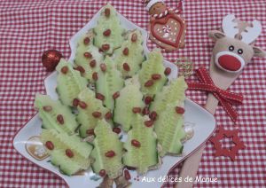 Recette Toasts sapin de Noël au concombre et graines de grenade