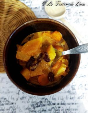 Recette Ragoût de haricots rouges, carottes et  courge bleue