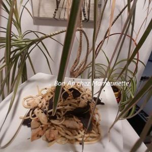 Recette Filet de poulet aux Nouilles asiatiques et champignons noirs, glaces à st Malo