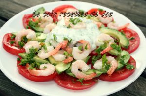 Recette Salade d'avocat, crevettes et tomates