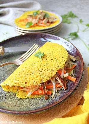 Recette Bánh xèo - crêpe vietamienne salée au lait de coco (vegan, sans gluten)