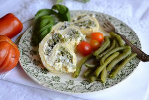 Recette Roulé omelette fromage frais et haricots verts
