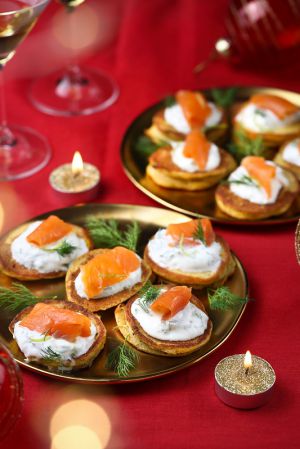 Recette Blinis à la courge butternut et truite fumée
