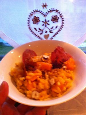 Recette Risotto au potimarron noisettes et coppa