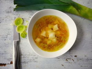 Recette Soupe de ravioles aux poireaux