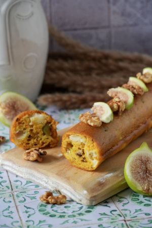 Recette Cake chèvre/miel/figues et noix