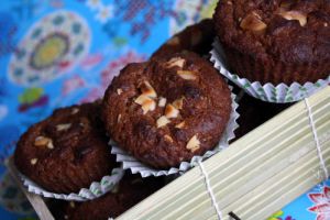 Recette Muffin moelleux praliné, gingembre confit et noix de macadamia {vegan}