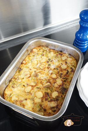 Recette Gratin de poireaux aux lardons et au fromage