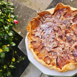 Recette Tarte aux pêches du jardin (cueillies et congelées en tranches fin d'été)