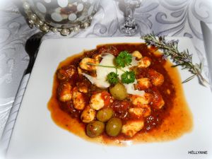 Recette Mini quenelles en sauce tomate pesto, olives vertes