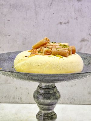 Recette Gâteau glacé à la saveur chakhchoukua "safran et gomme arabique"