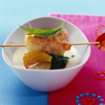 Recette Langoustines en tempura d’amandes sur soupe de polenta