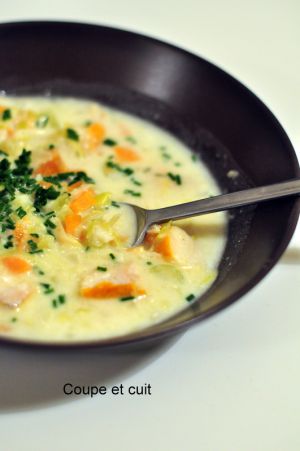 Recette Entre la chaudrée et la soupe écossaise, une petite soupe de haddock