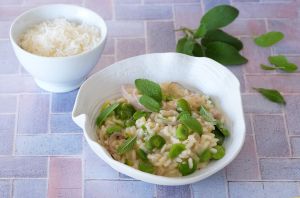 Recette Risotto à la sauge, fèves et gorgonzola