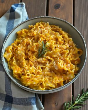 Recette Pâtes crémeuses au potimarron rôti et tomates