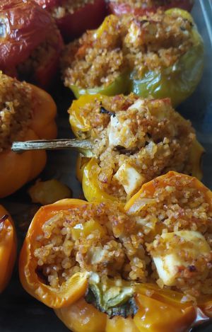 Recette Poivrons et tomates farcis végétariens