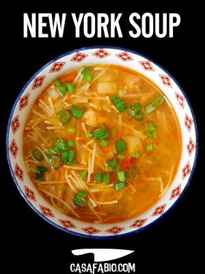 Recette New York Soup, soupe de poulet et vermicelles