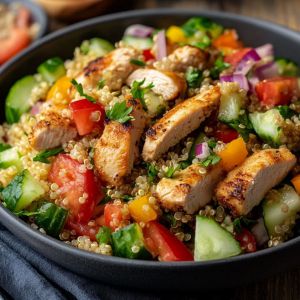 Recette Découvrez la Recette Irrésistible de Salade Quinoa Poulet pour un Repas Sain et Savoureux