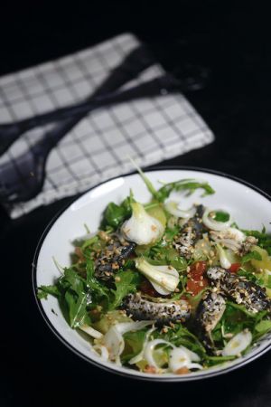 Recette Salade de sardines marinées roquette et pommes de terre